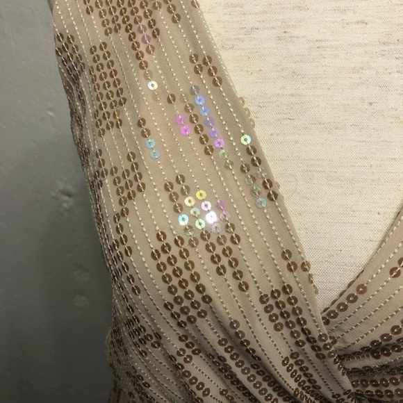 Express Sleeveless Gold Tan Sequin Dress XS - Picture 8 of 8